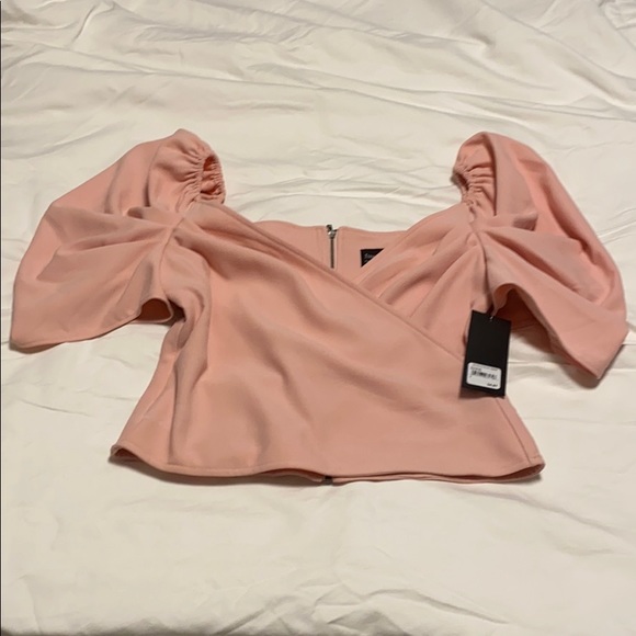 Free press pink top, puffer sleeves - Picture 1 of 5